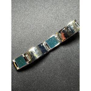 7.5in Stainless Steel and Black Enamel Men's Bracelet